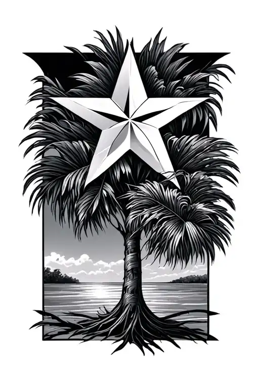 Tennessee tri star and South Carolina palmetto tree tattoo design idea
