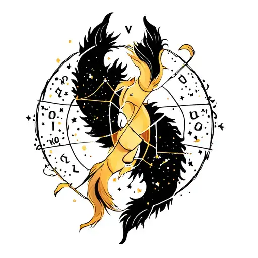 Leo and Sagittarius constellation intertwined tattoo design idea