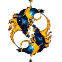 Leo and Sagittarius constellation intertwined tattoo design idea