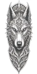 dragon intertwined wolf head tattoo design idea
