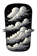 sleeve tattoo cloud pattern and sunbeam shining  tattoo design idea