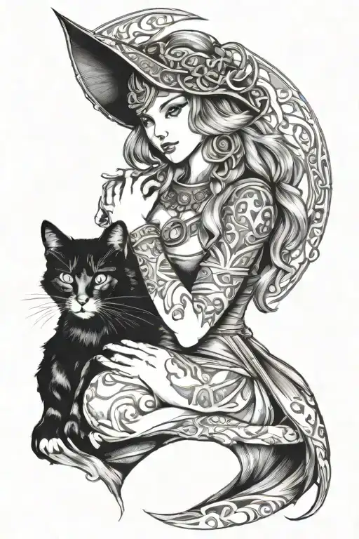 freya norse goddess holding cat tattoo design idea