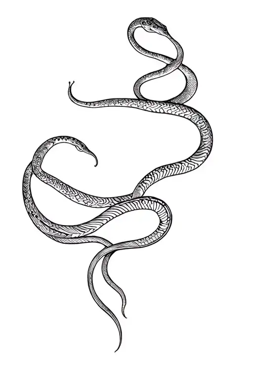 fine line medusa snake tattoo design idea
