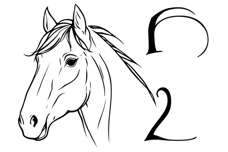 horse head and number 2 tattoo design idea