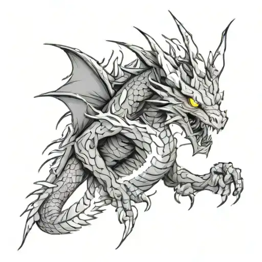 anime dragon with lightning tattoo design idea