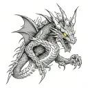 anime dragon with lightning tattoo design idea