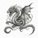 anime dragon with lightning tattoo design idea