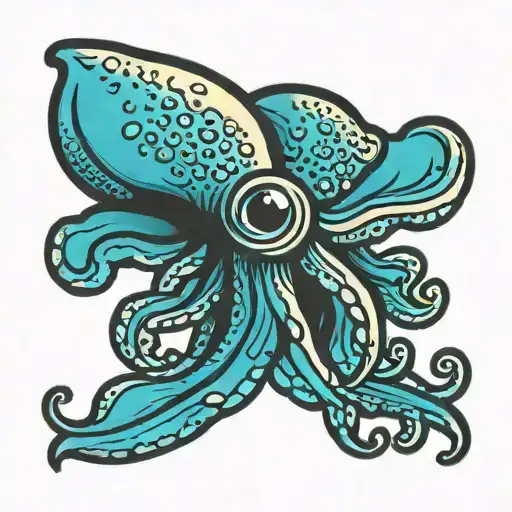 baby squid shadows simple small colorful tattoo design idea