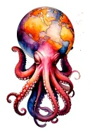 Octopus holding a globe tattoo design idea