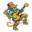 graffiti spray can character playing a guitar tattoo design idea