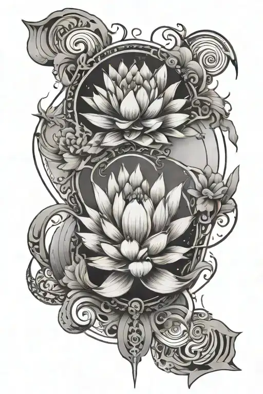 miminimalist spine tattoo with lotus, capricorn, rat sun and moon lining up tattoo design idea