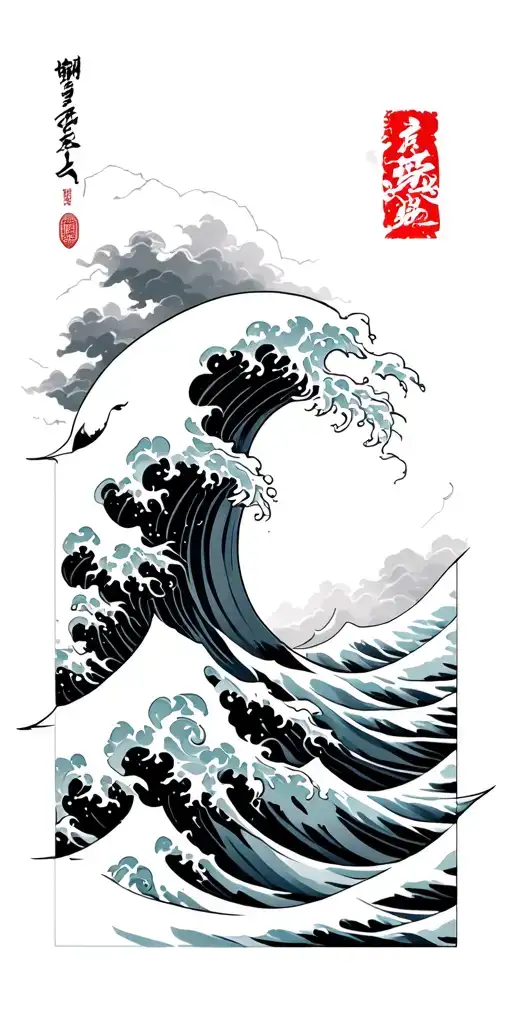 CHINESE WAVE WITH BANKSY VIBES tattoo design idea