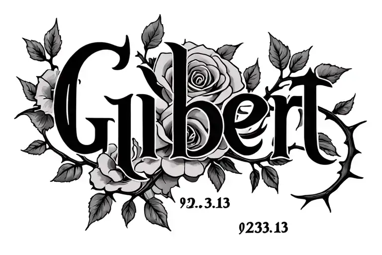 "Gilbert 9.23.13" rose bush with thorns tattoo design idea
