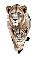 lioness and cub faces tattoo design idea
