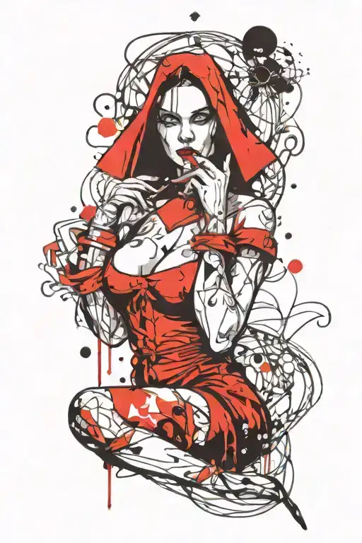 Sexy nun smoking tattoo design idea