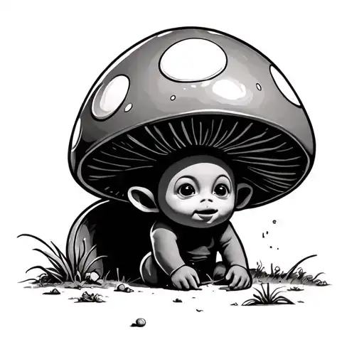 teletubbie mushroom hatv tattoo design idea