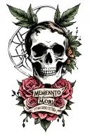 memento mori text tattoo design idea