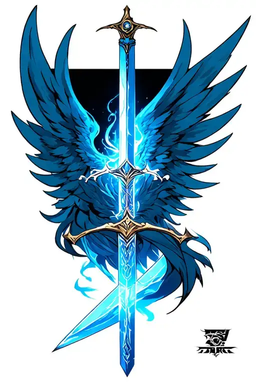 sephiroth's wing wrapped cloud's buster sword tattoo tattoo design idea
