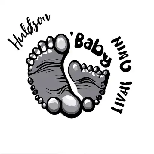babyb footprint and name hudson tattoo design idea