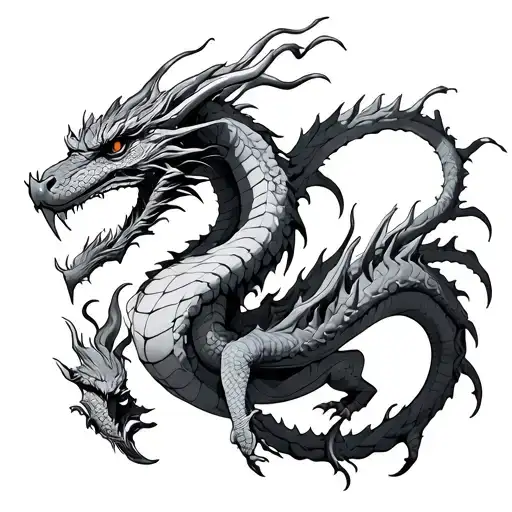 hydra dragon with 3 heads tattoo design idea
