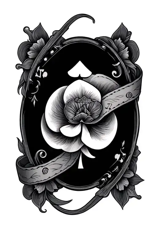 tooled leather and cards forming tattoo design idea