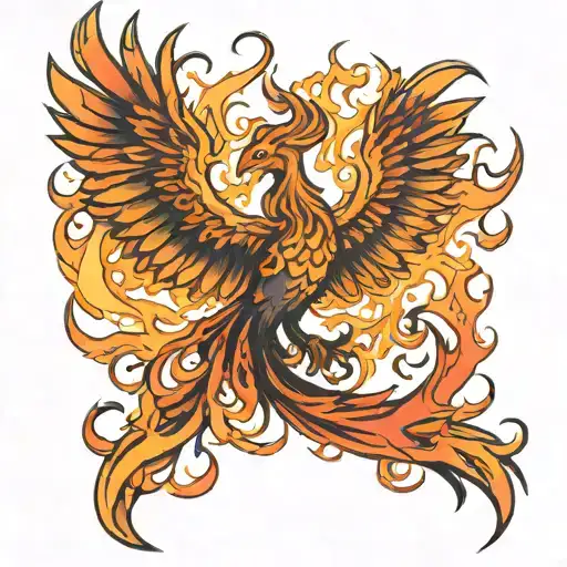 a Phoenix rising from flames tattoo design idea