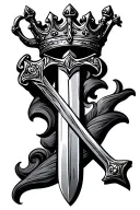 sword and crown made tattoo design idea