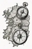 an old compass pointed out a map of scotland tattoo design idea
