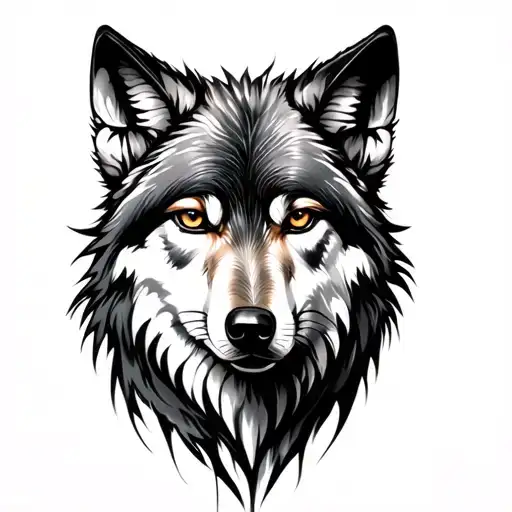Feminine Wolf tattoo design idea