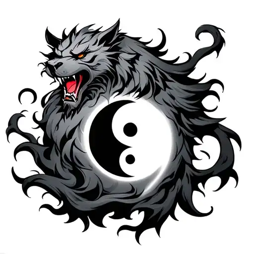 Cerberus Yin and the Symbol tattoo design idea