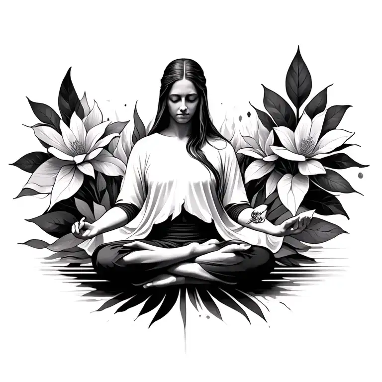 meditation realism tattoo design idea