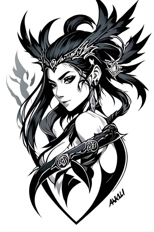 league of legends akali tattoo design idea