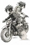 Sasuke and itachi watching riding dirt bikes tattoo design idea