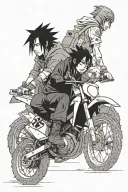 Sasuke and itachi watching riding dirt bikes tattoo design idea