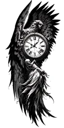 clock morphing into angel tattoo design idea