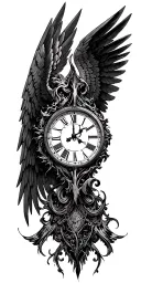 clock morphing into angel tattoo design idea