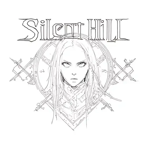 silent hill 2 logo cyber sigilism tattoo design idea