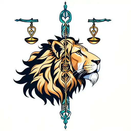 leo and libra zodiac sign tattoo design idea