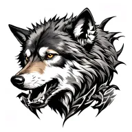 wounded wolf surrounded tattoo design idea