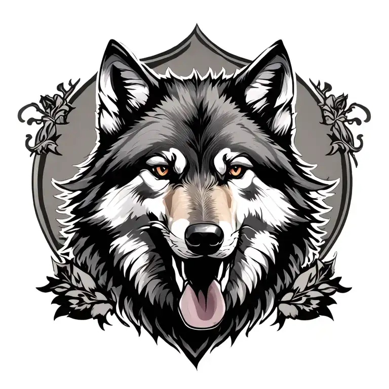wounded wolf surrounded tattoo design idea