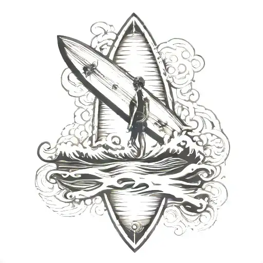 surfboard tattoo design idea