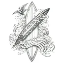 surfboard tattoo design idea