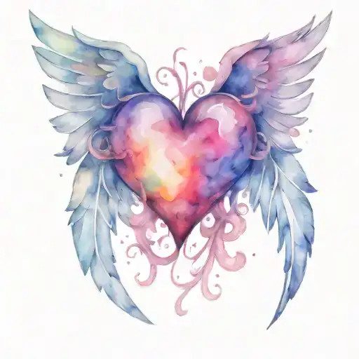 heart with wings tattoo design idea