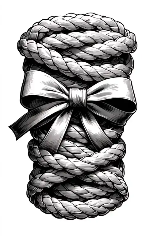 Shibari rope tied into a bow tattoo design idea