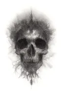 peace and lightining storm and time and nature featuring skull tattoo design idea