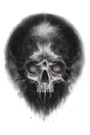 peace and lightining storm and time and nature featuring skull tattoo design idea