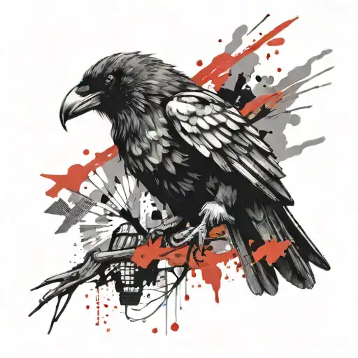 crow flying tattoo design idea