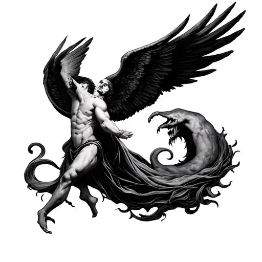 heaven vs hell tattoo design idea