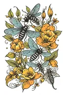 fireflies in a field twilight  tattoo design idea