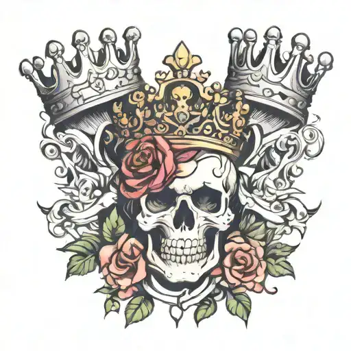 skull king and queen tattoo design idea